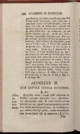 Articulus III. Duæ Naturæ Contra Eutychen.
