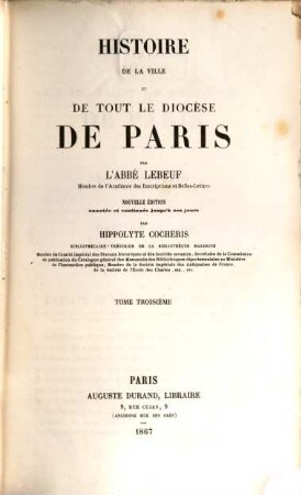 Histoire de la ville et de tout le diocèse de Paris, 3