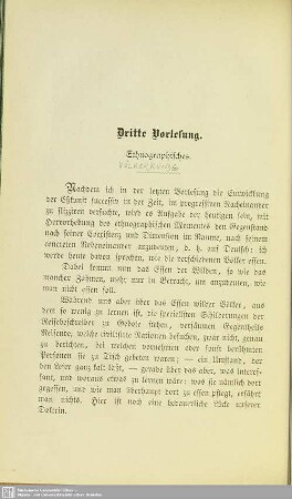 Dritte Vorlesung. Ethnographisches