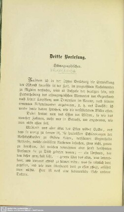 Dritte Vorlesung. Ethnographisches