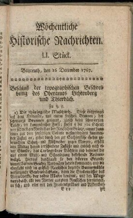 LI. Stück. Bayreuth, den 16 December 1767.