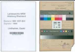 Entnazifizierung Ewald Lindheimer , geb. 24.05.1895 (Kaufmann)