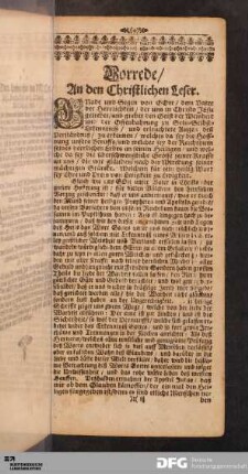 Vorrede an den Christlichen Leser