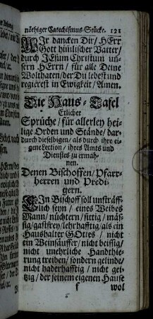 Die Haus-Tafel Etlicher Sprüche/ für allerley heilige Orden und Stände/[...]