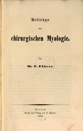 Beiträge zur chirurgischen Myologie