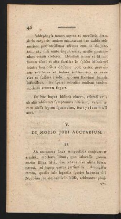 V. De Morbo Jobi Auctarium.