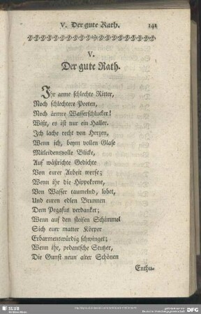 V. Der gute Rath