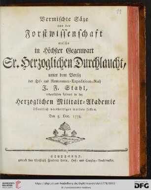Vermischte Säze aus der Forstwissenschaft