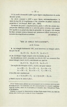 SUR LE CERCLE TRIPLICATEUR.