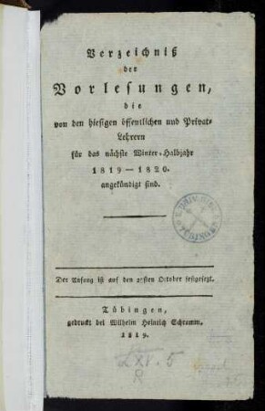 Vorlesungsverzeichnis 1819/20