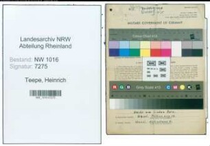 Entnazifizierung Heinrich Teepe , geb. 28.08.1892 (Betriebsleiter)