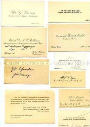 Lose Sammlung mit 25 Visitenkarten aus dem Büro des Reichskanzlers Wilhelm Marx, ohne Zuordnung - Sachkonvolut