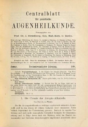 Zentralblatt für praktische Augenheilkunde. 22. 1898
