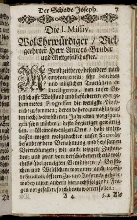 Die I. Missiv