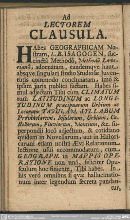 Ad Lectorem Clausula