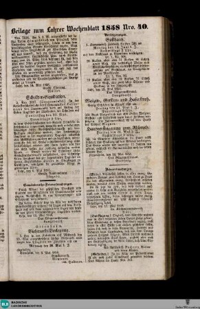 Lahrer Wochenblatt, Beilage zum Lahrer Wochenblatt