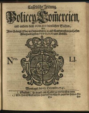 Nro. LI, Montags, den 18. Decembr. 1741