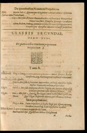 Classis Secundae, Ordo XVIII. ... T