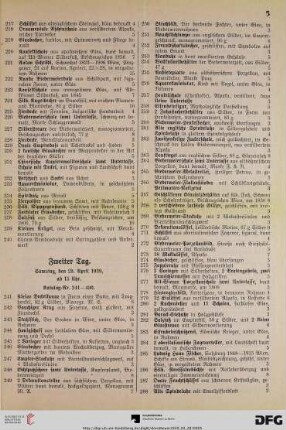 Zweiter Tag: Samstag, den 29. April 1939, ab 15 Uhr (Nr. 241-490)