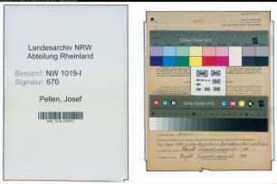 Entnazifizierung Josef Pellen , geb. 18.01.1907 (Schreiner)