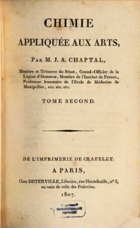 Chimie appliquée aux Arts, 2