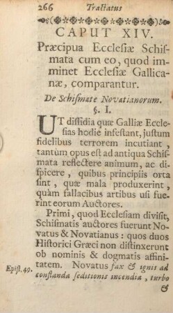 Caput XIV. Præcipua ecclesiæ schismata cum eo, quod imminet ecclesiæ gallicanæ, comparantur.