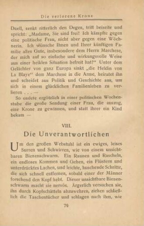 VIII. Die Unverantwortlichen
