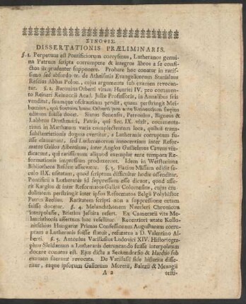 Dissertationis Praeliminaris
