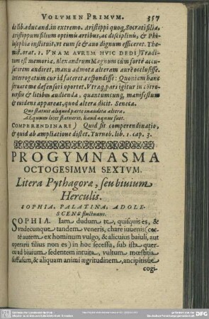 Progymnasma Octogesimum Sextum. Litera Pythagorae, seu biuium Herculis