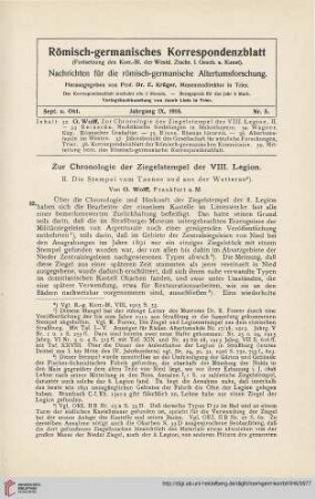 9: Zur Chronologie der Ziegelstempel der VIII. Legion, 2, Die Stempel vom Taunus und aus der Wetterau