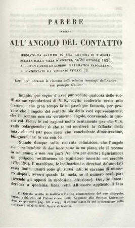 Parere Intorno All' Angolo Del Contatto.