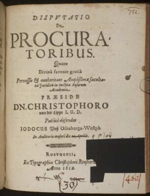 Disputatio De Procuratoribus