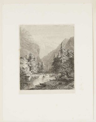 Berglandschaft mit Bach und Tannen, aus: "Radierversuche I"