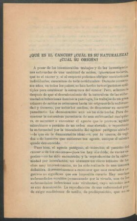 ¿Qué es el cancer, cuál es su naturaleza, cuál su origen?