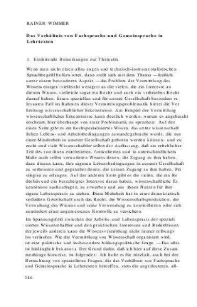 Das Verhältnis von Fachsprache und Gemeinsprache in Lehrtexten