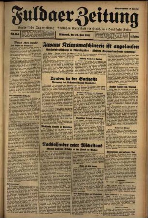 Erste Ausgabe vom Mittwoch, den 21. Juli 1937.