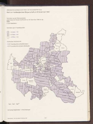 Veränderung der Stimmenanteile gegenüber der Bürgerschaftswahl am 19. Dezember 1982 für die CDU in den Stadtteilen
