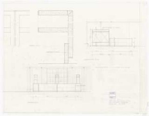Ausstellung in der Orangerie im Schloss Charlottenburg, Berlin-Charlottenburg: Einrichtung Vorbau: Ansichten 1:10, Details 1:1