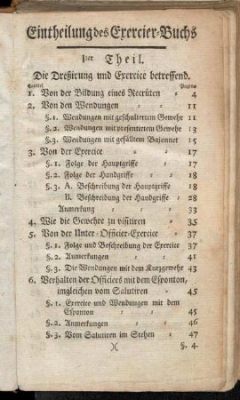 Eintheilung des Exercier-Buchs