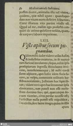 LXII. Visis apibus secum pugnantibus