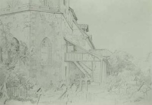 Architekturzeichnung: Friedhofswinkel an Kirche
