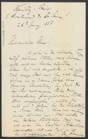 Brief an B. Schott's Söhne : 26.06.1887