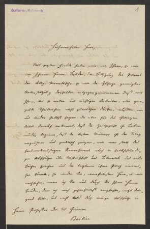 Brief an Wilhelm Grimm und Jacob Grimm : 28.12.1849-20.03.1850