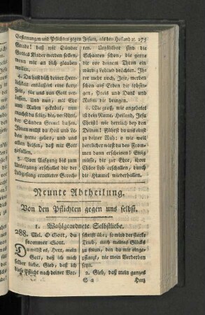 Neunte Abtheilung. Von den Pflichten gegen uns selbst.