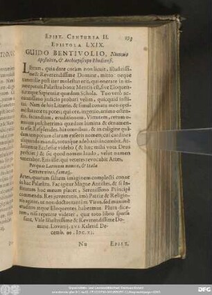 Epistola LXIX. Guido Bentivolio, Nuncio Apostolico, & Archiepiscopo Rhodiensi.