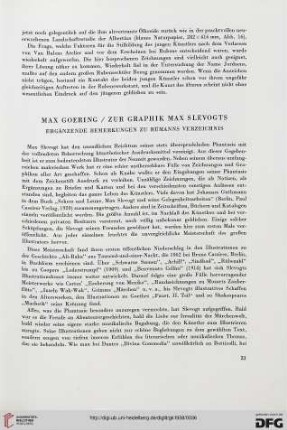 Zur Graphik Max Slevogts: Ergänzende Bemerkungen zu Rümanns Verzeichnis