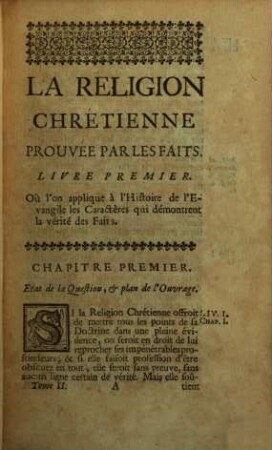 La Religion Chrétienne Prouvée Par Les Faits, 2