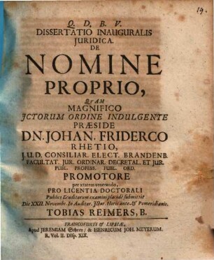 Diss. inaug. iur. de nomine proprio