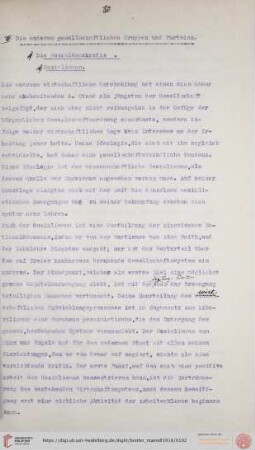III. Die anderen gesellschaftlichen Gruppen und Parteien