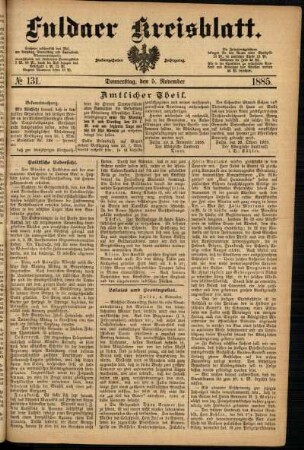 Ausgabe vom Donnerstag, den 05. November 1885.